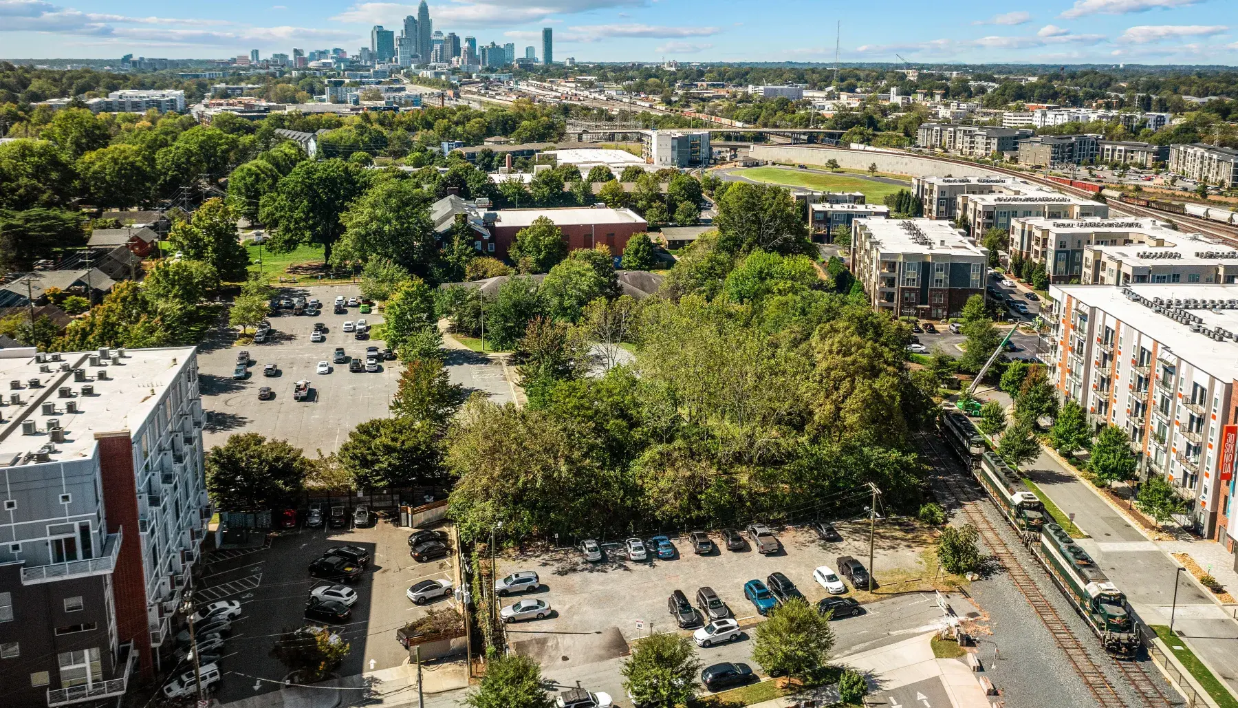 Aerial view of Charlotte parking lot