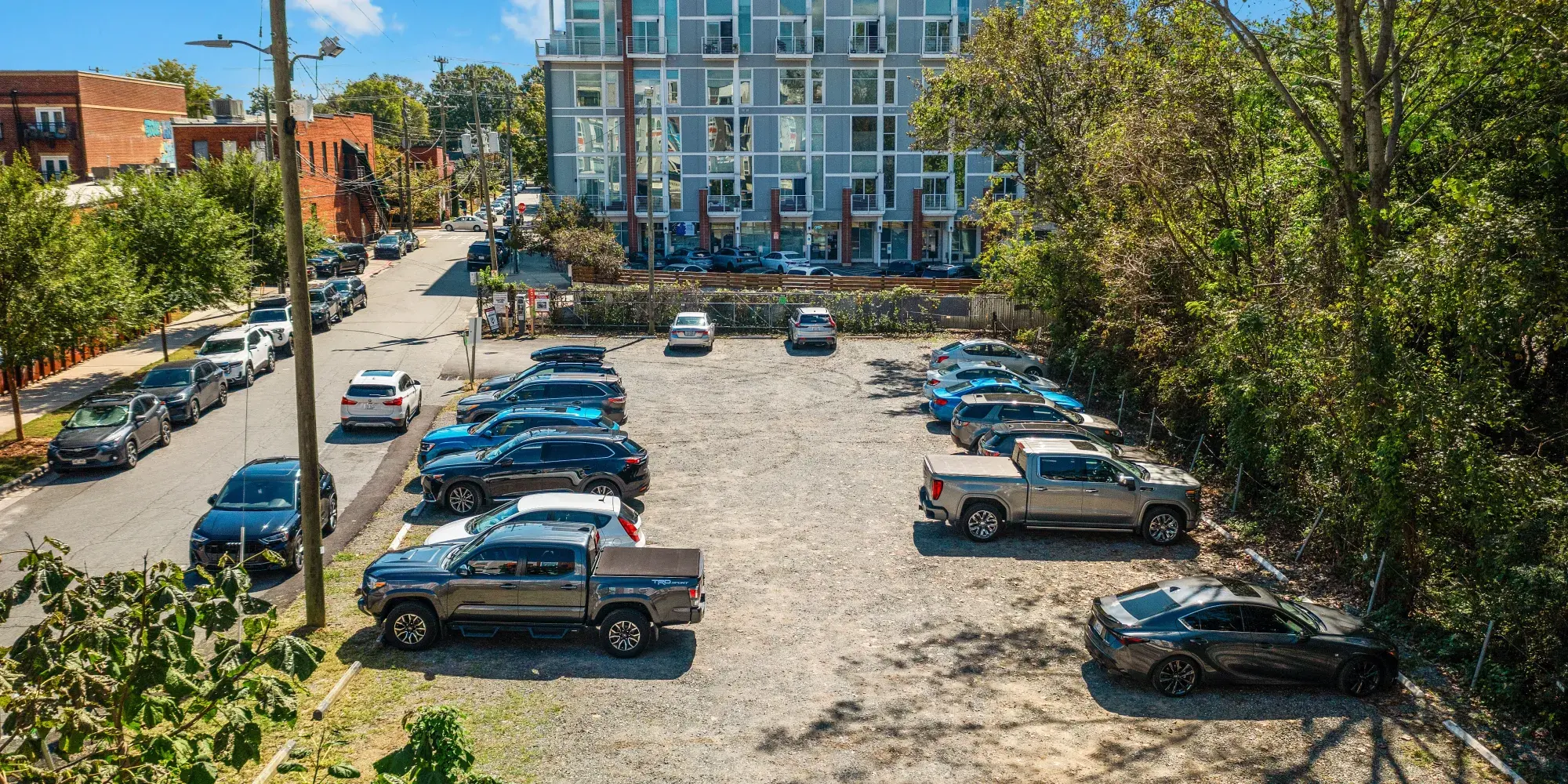 Close up of Charlotte lot with Cars parked